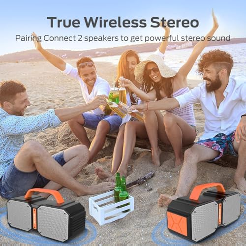 Shock Bluetooth Speakers, Bluetooth 5.4, Waterproof, Portable Wireless Speakers, 60W Super Power, Outdoor Speaker E410912