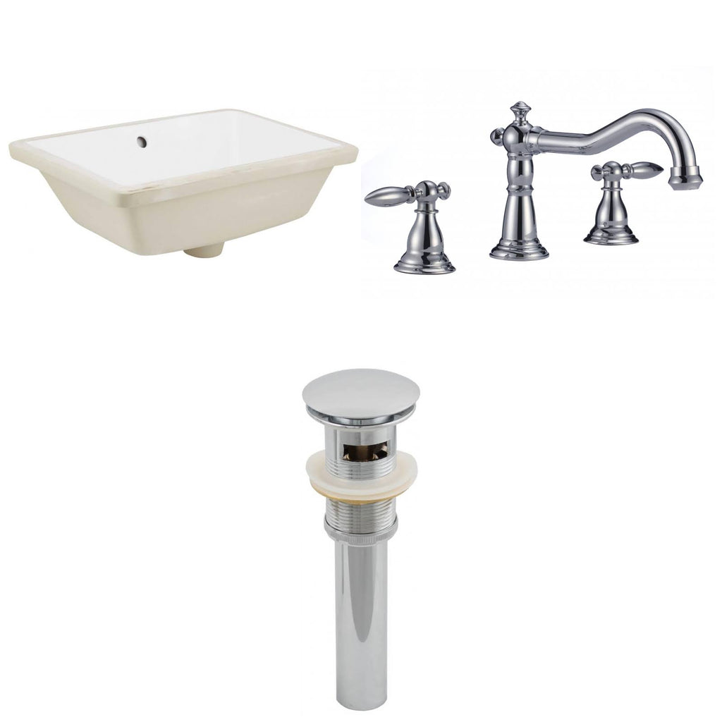 White Rectangle Undermount Sink Set F1141