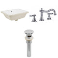White Rectangle Undermount Sink Set F1141