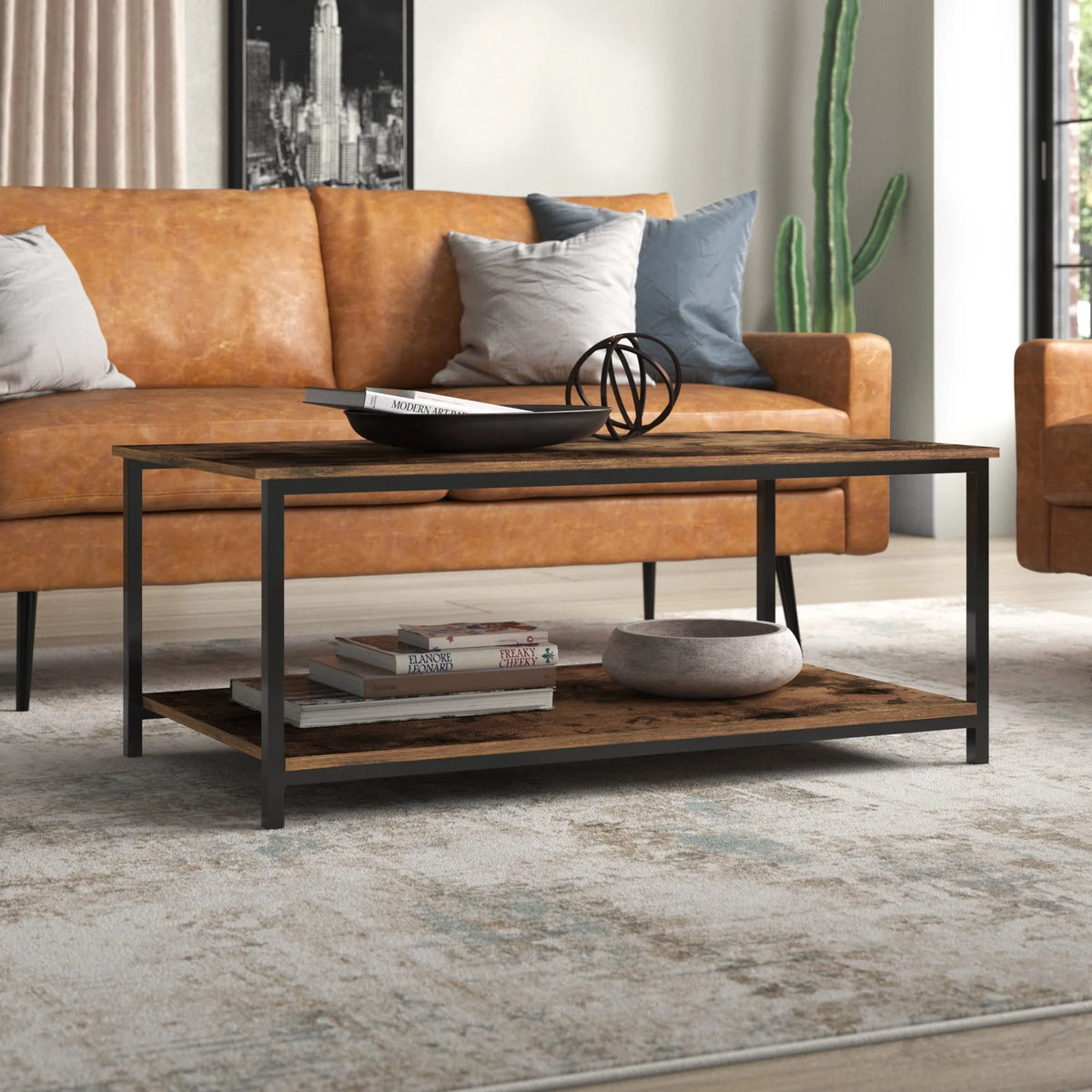 2-Tier Coffee Table with Storage Shelf V684