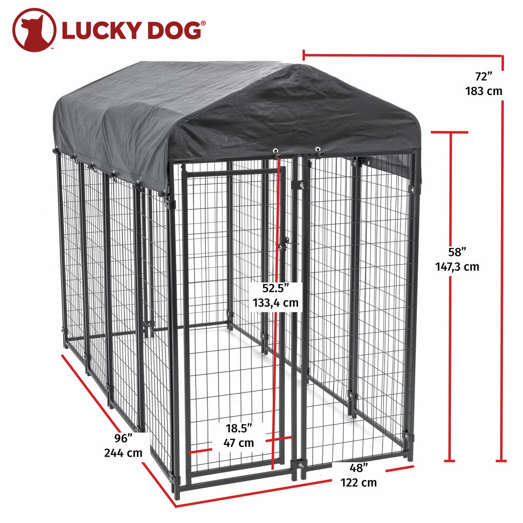 8ft x 4ft x 6ft Black Outdoor Dog Kennel with Cover V30774