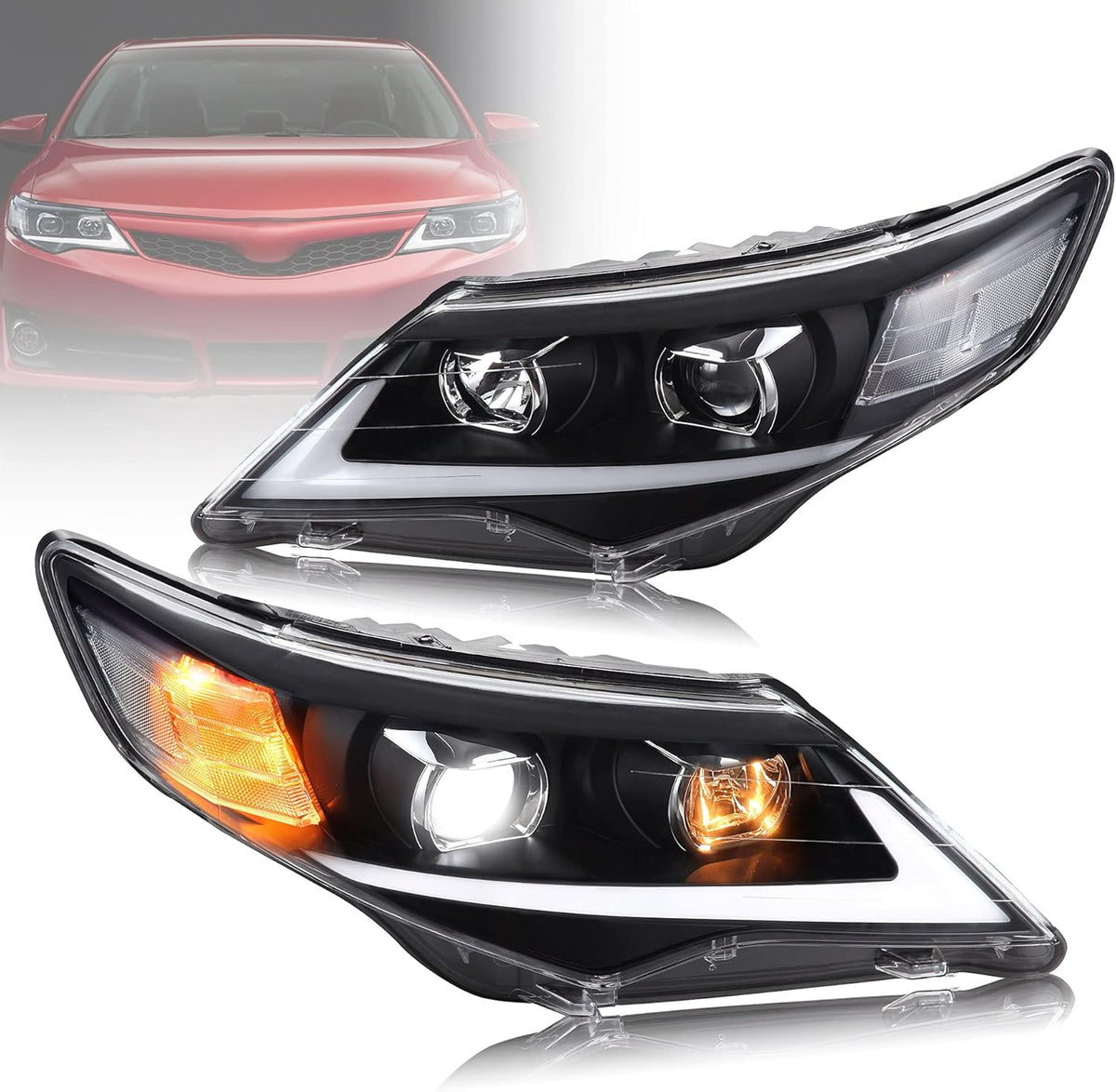 LED Projector Headlights with LED DRL & Halogen High Beam D66919