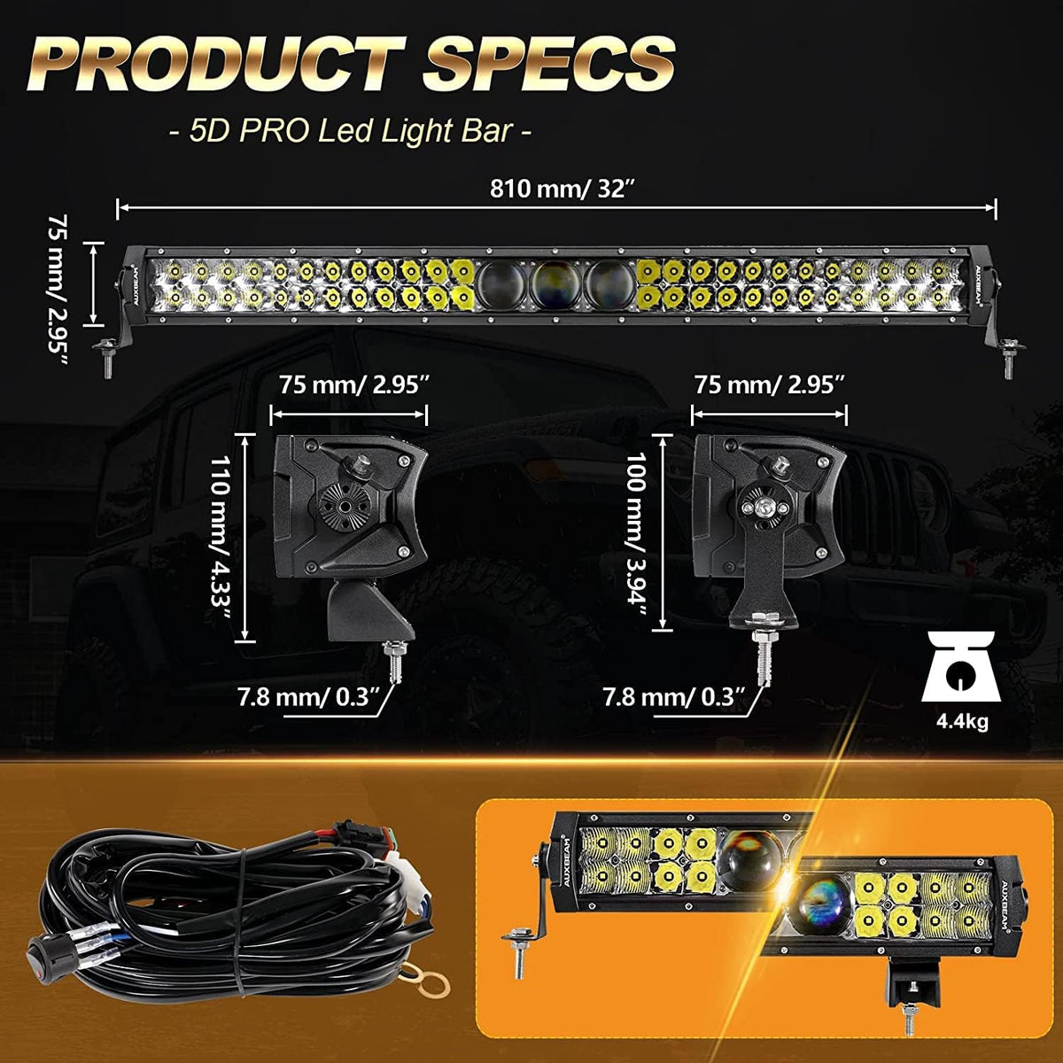 32 Inch LED Bar Light 192W Flood Spot Combo Waterproof P57331