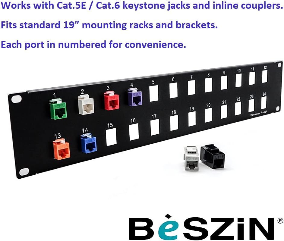Patch Panel for Keystone Jack 24 Port Pack of 2 D8635