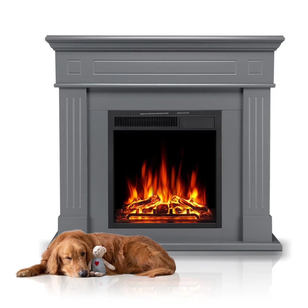 Wooden Frame Electric Fireplace with TV Stand N4018