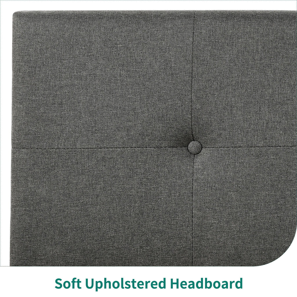 Queen Upholstered Platform Bed Frame with Adjustable Headboard X637469