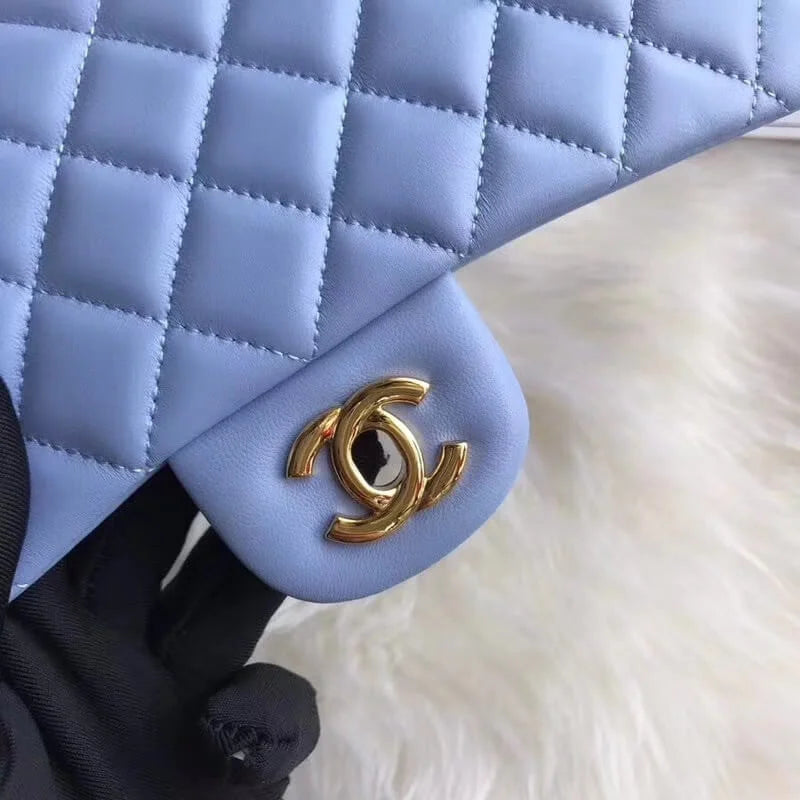 Blue Lambskin Leather Flap Bag A640190