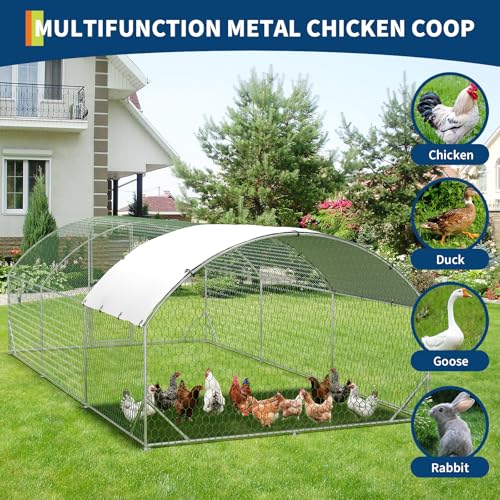 Large Metal Chicken Coop Run with Cover Y190049
