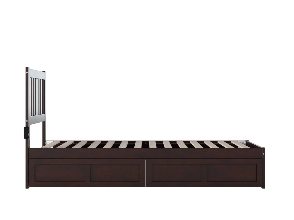 Twin XL Wood Platform Bed Frame with Set of 2 Storage Drawers I341685
