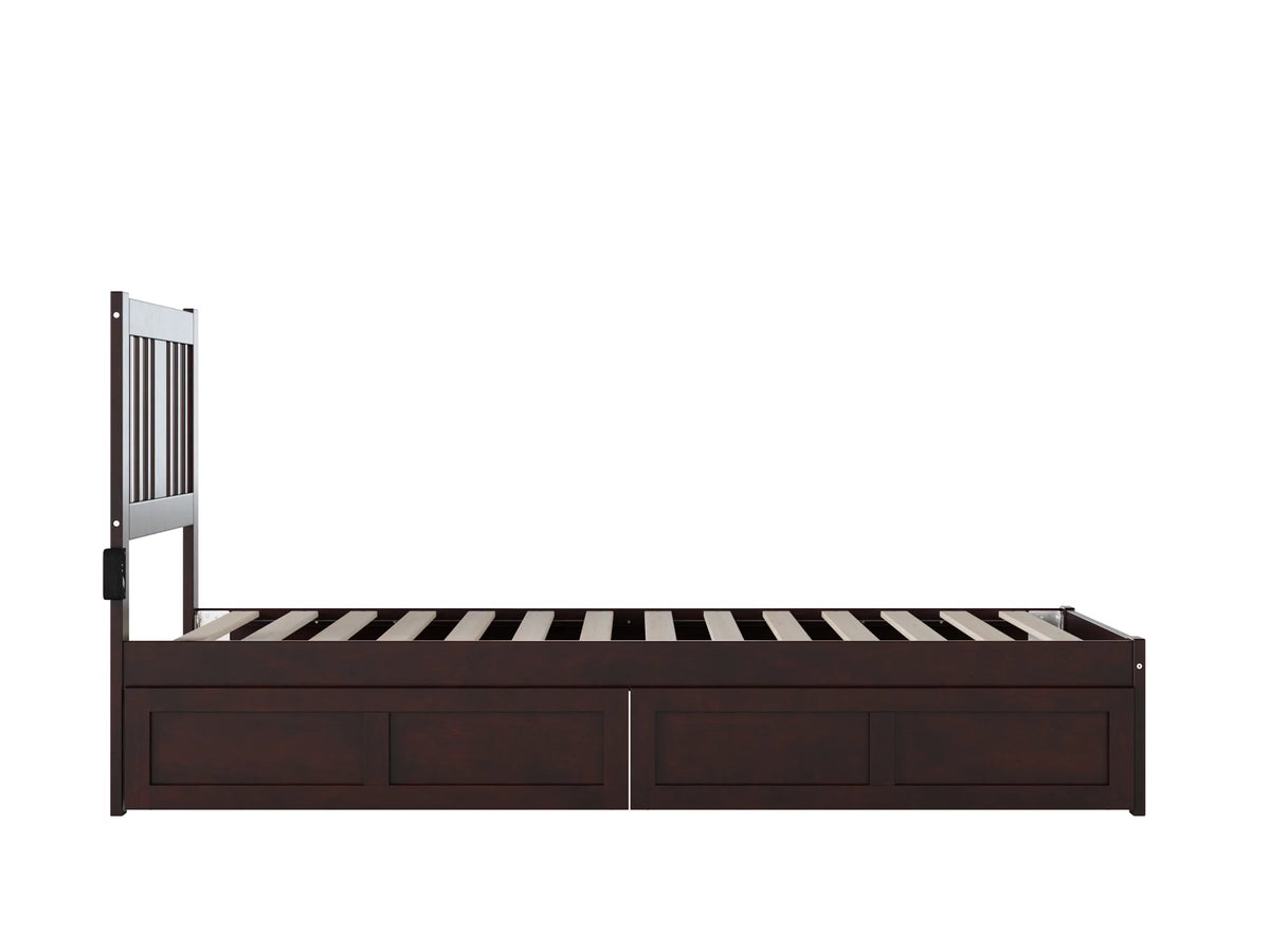 Twin XL Wood Platform Bed Frame with Set of 2 Storage Drawers I341685