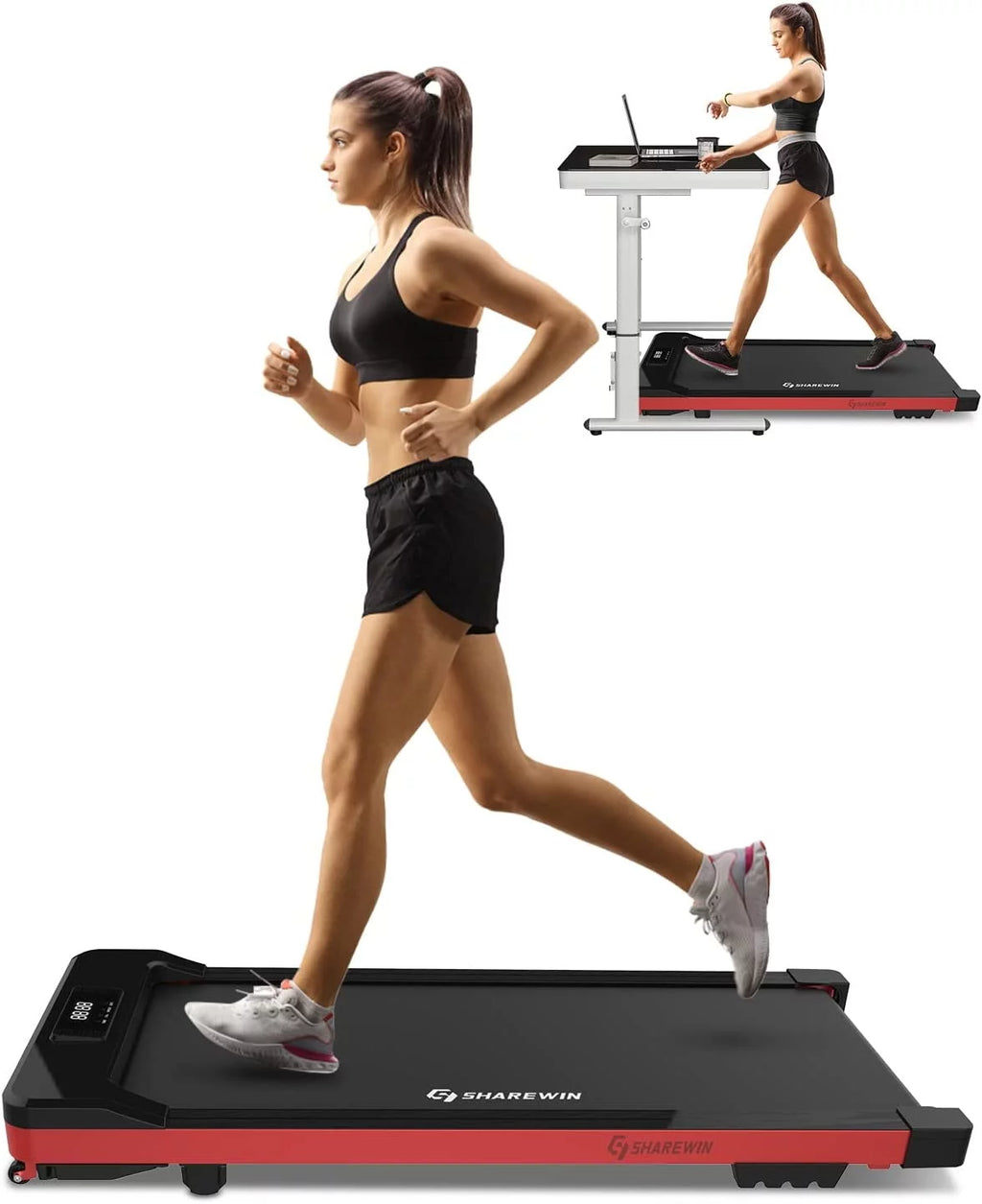 Under Desk Treadmill 300 lb Capacity White P7924