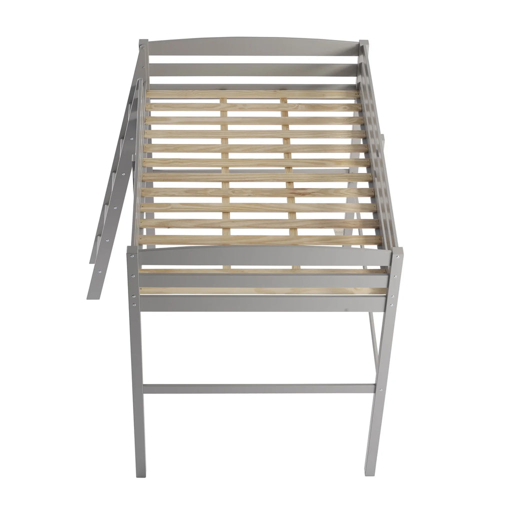 Solid Wood High Loft Bed Frame Full Gray B8809