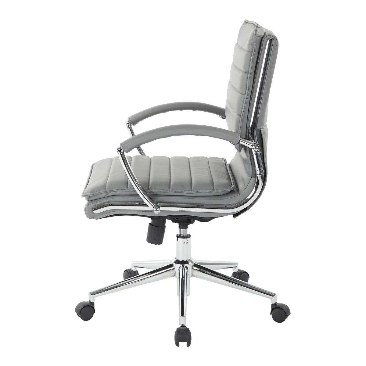 White Faux Leather Mid Back Manager's Chair with Chrome Base U9619