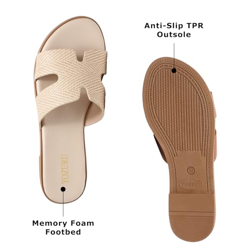 Womens Open Toe Slip on Leather Sandals Q689