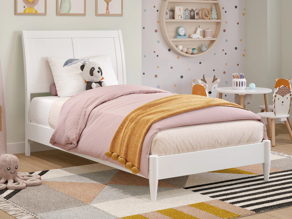 Twin Solid Wood Sleigh Platform Bed F5840