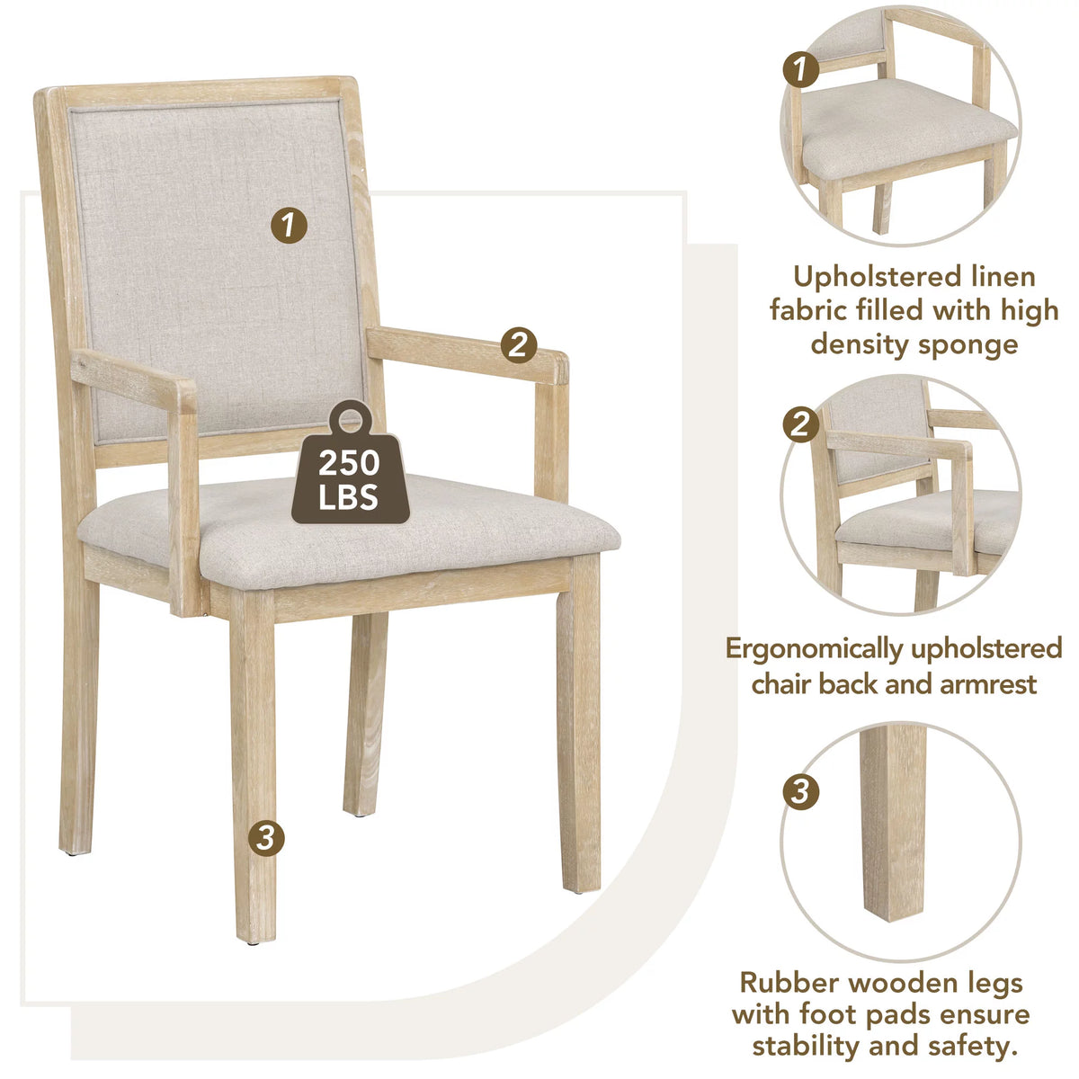 5-Piece Extendable Wood Dining Table Set with 4 Upholstered Chairs C179