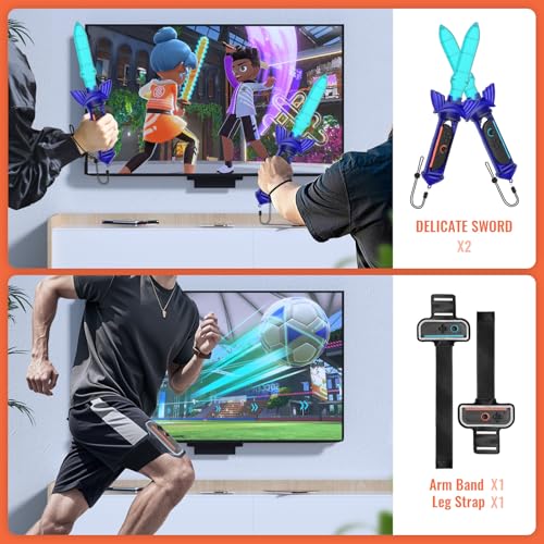 Switch Sports Games Accessories Bundle, 10 in 1 Family Party Pack with Tennis Rackets, Golf Clubs, Leg Straps & Joycon Grips R113504