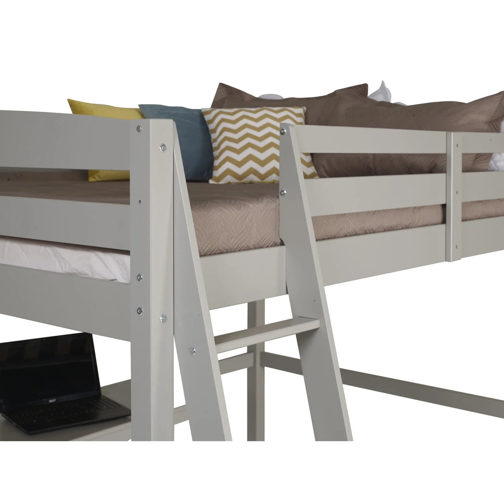 Solid Wood High Loft Bed Frame Full Gray B8809