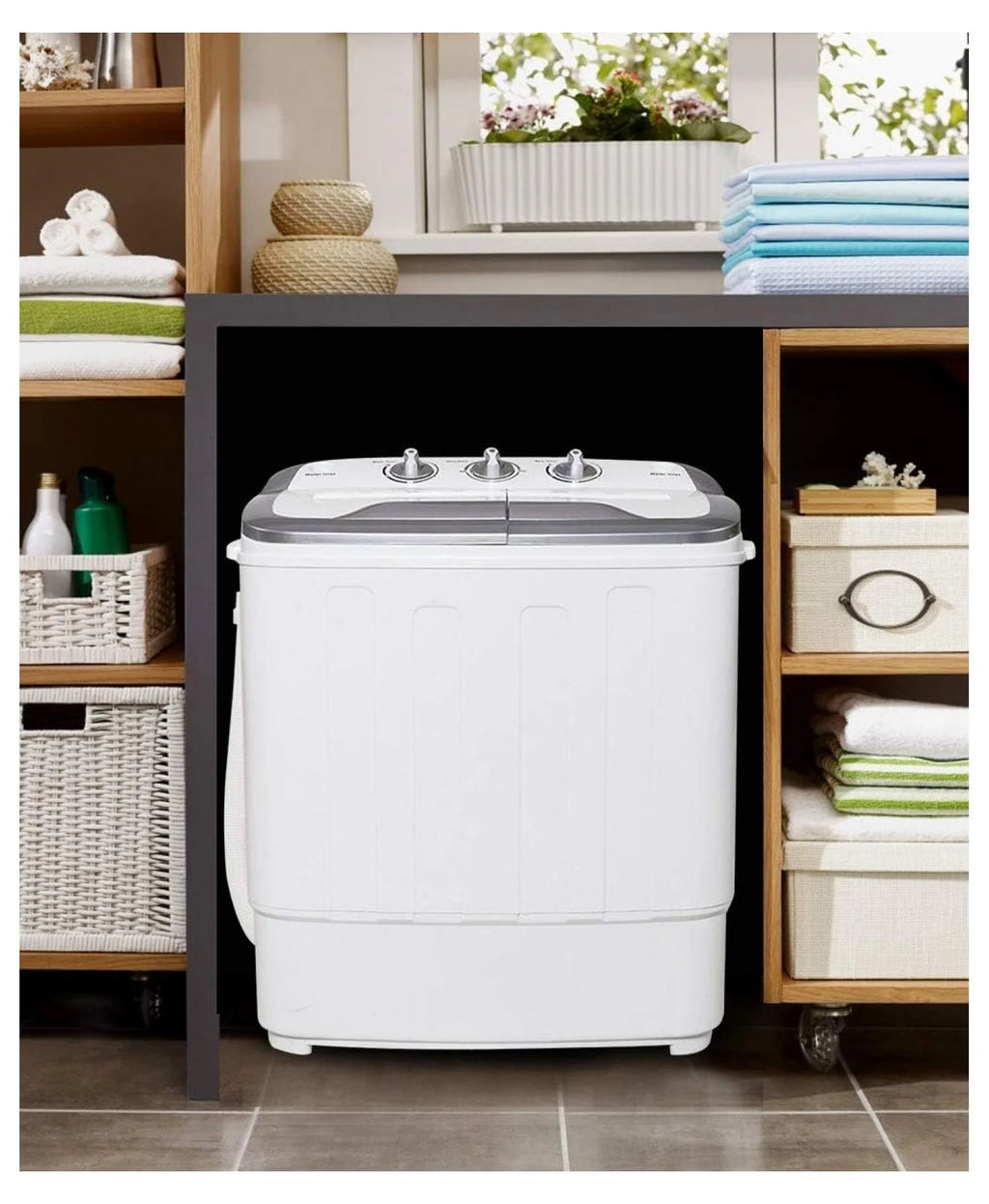 Compact Mini Washer Machine with 8 lbs Washing and 5 lbs Spin Dryer C1455