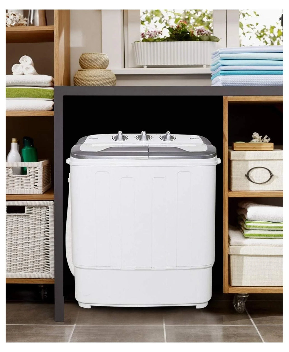 Compact Mini Washer Machine with 8 lbs Washing and 5 lbs Spin Dryer C1455