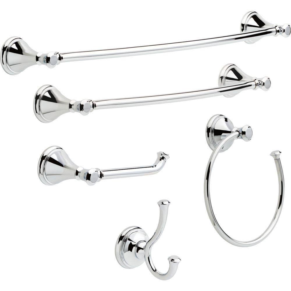 5 Piece Polished Chrome Bathroom Hardware Set S746461