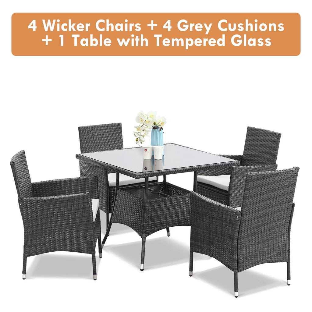 5 Piece Outdoor Wicker Patio Dining Set B146