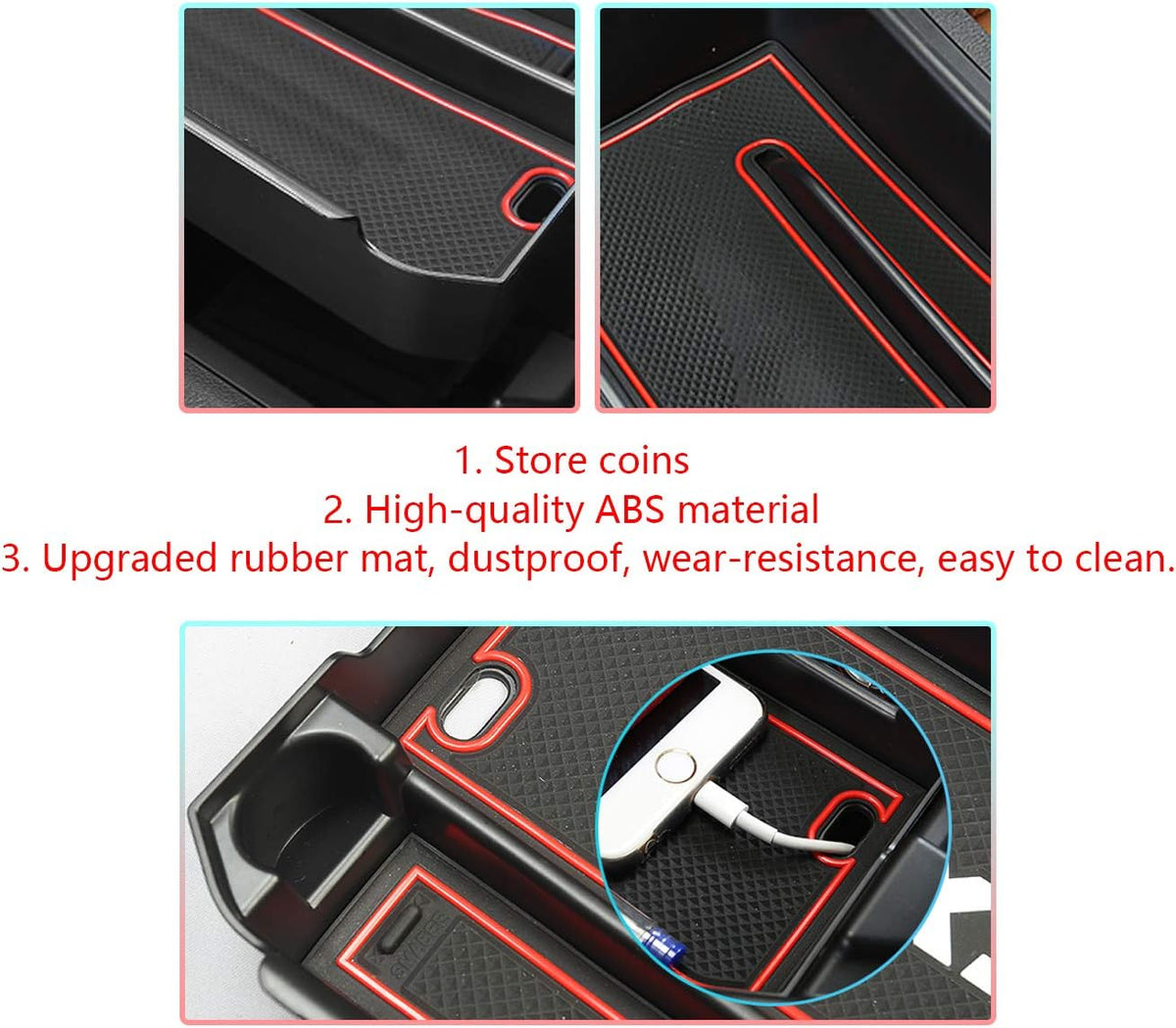 Center Console Organizer Tray Red Pack of 2 V692