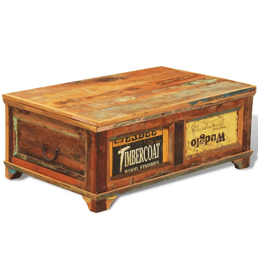 Vintage Reclaimed Wood Coffee Table with Storage S540