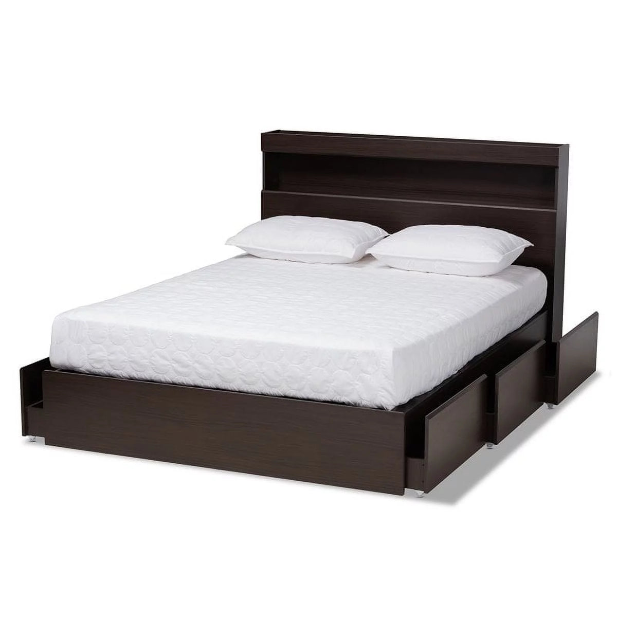 Queen Size 6 Drawer Wood Platform Storage Bed E179