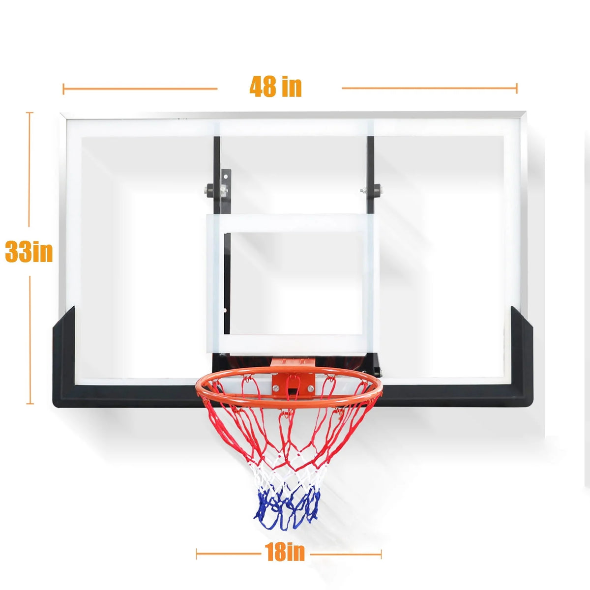 48in Wall-Mounted Basketball Backboard and Rim Combo X91199