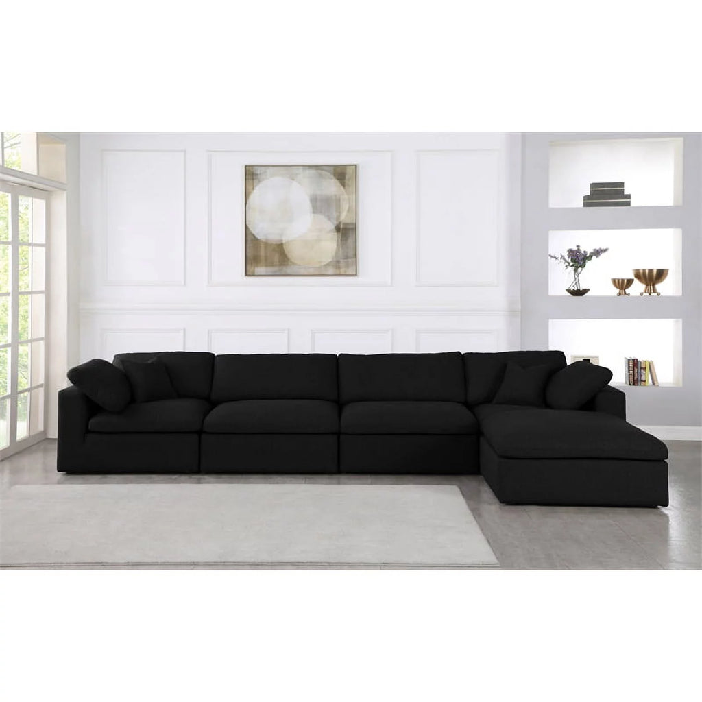 Black Linen Fabric Modular Sectional M356360