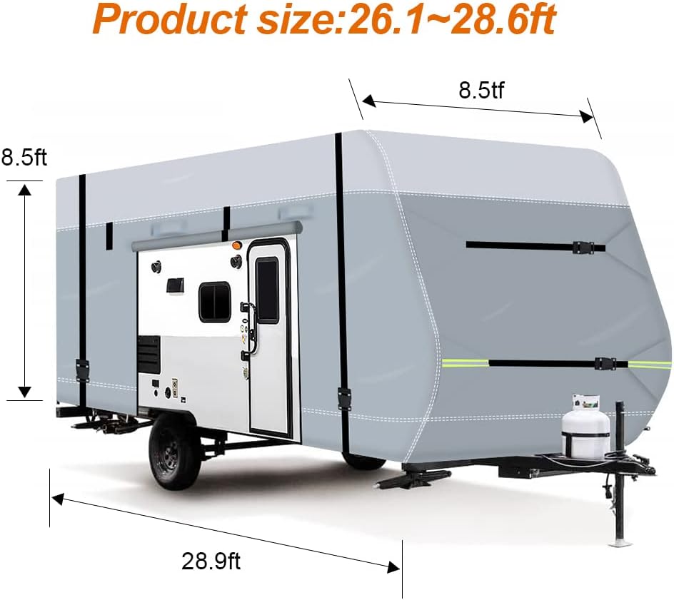 600D Waterproof Oxford Travel Trailer RV Cover 28'7''-31'6'' with Tire Cover G8806