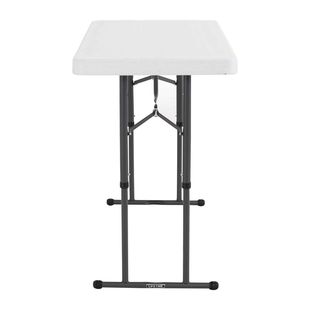 4 Foot Adjustable Folding Table White Granite Q987645