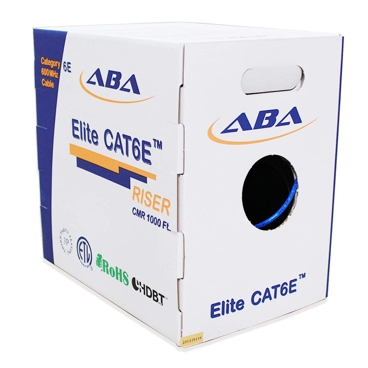 Blue 1000ft UTP 24AWG Solid Bare Copper CAT6E Riser Ethernet Cable S870
