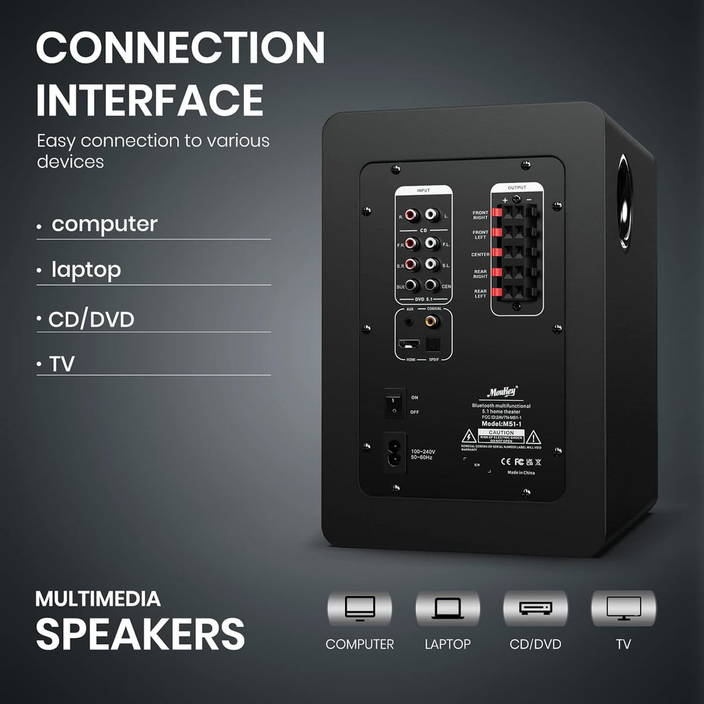 Bluetooth 5.1 Channel Surround Sound System with Subwoofer I6287