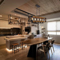 5-Lights Wooden Rectangle Pendant Light Fixture F925380