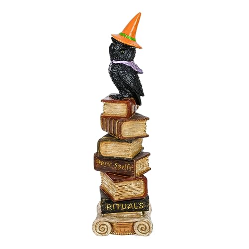 Black Owl on Stacked Books Tabletop Decoration A56388