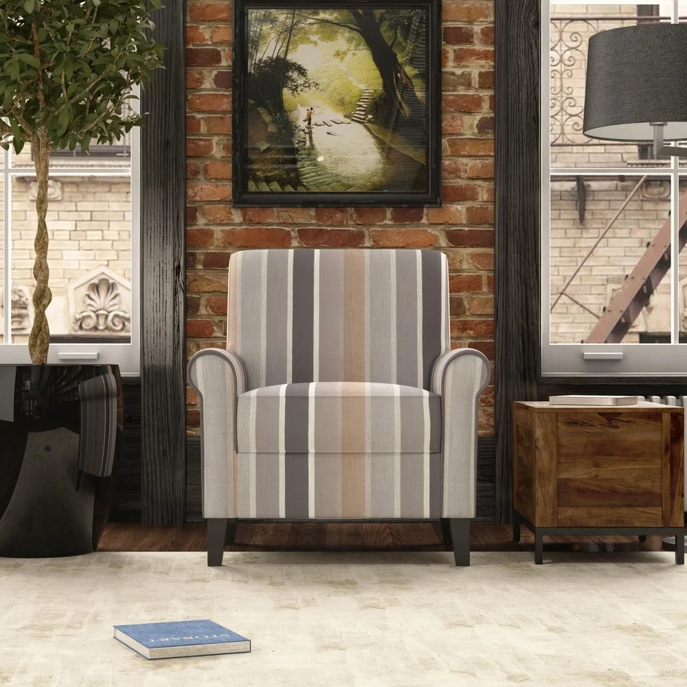 Turquoise Stripe Rolled Arm Chair P41395
