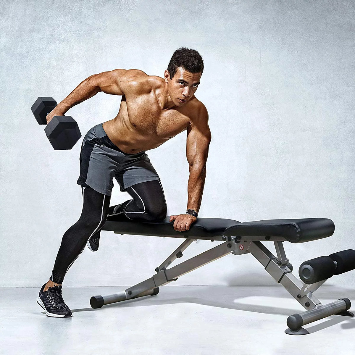 Rubber Hex Dumbbell 5-60 Lbs with Metal Handle O5708