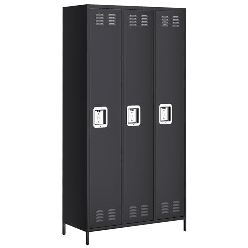 9 Door Metal Storage Cabinet with 27 Hooks and 9 Shelves, Black R540