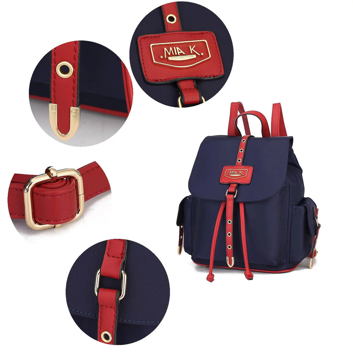Nylon & Smooth Vegan Leather Women’s Backpack N250