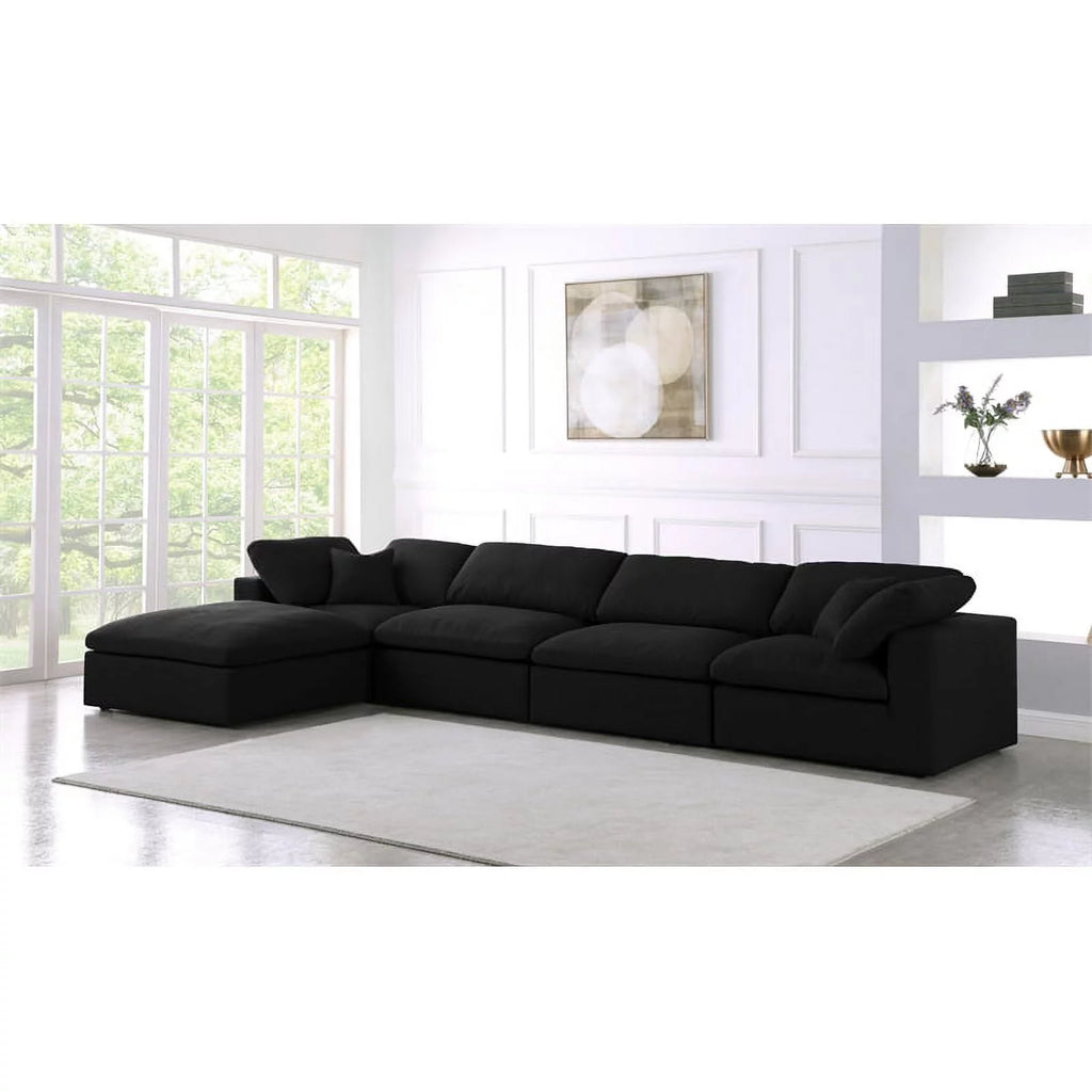 Black Linen Fabric Modular Sectional M356360