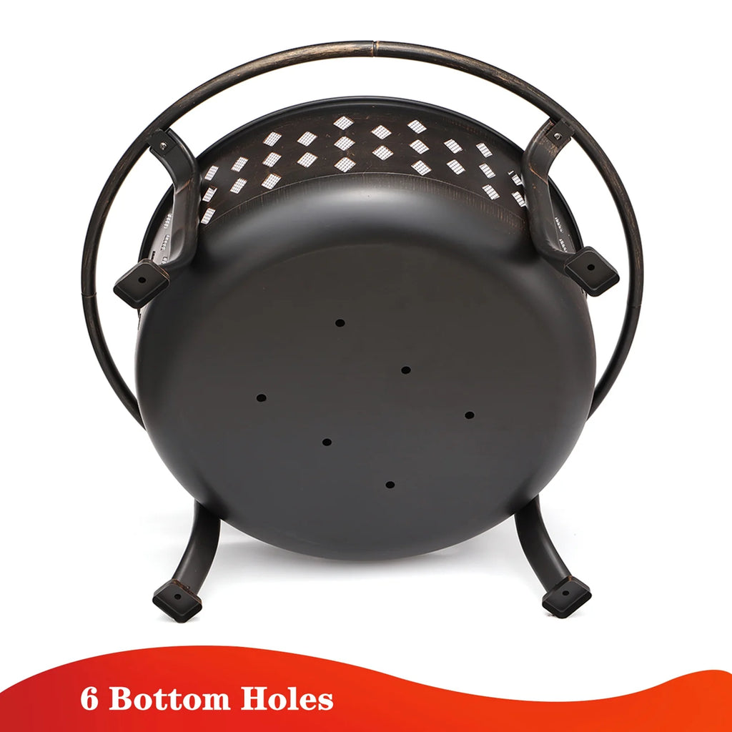 36 inch Wood Burning Fire Pit with Cooking Grill Grate F4861