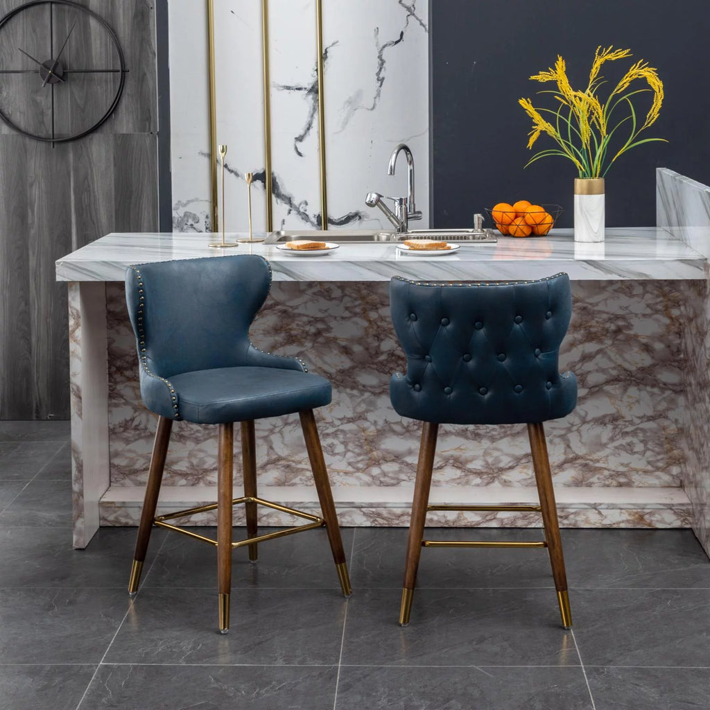 Yellow Faux Leather Counter Stool Set of 2 M8161