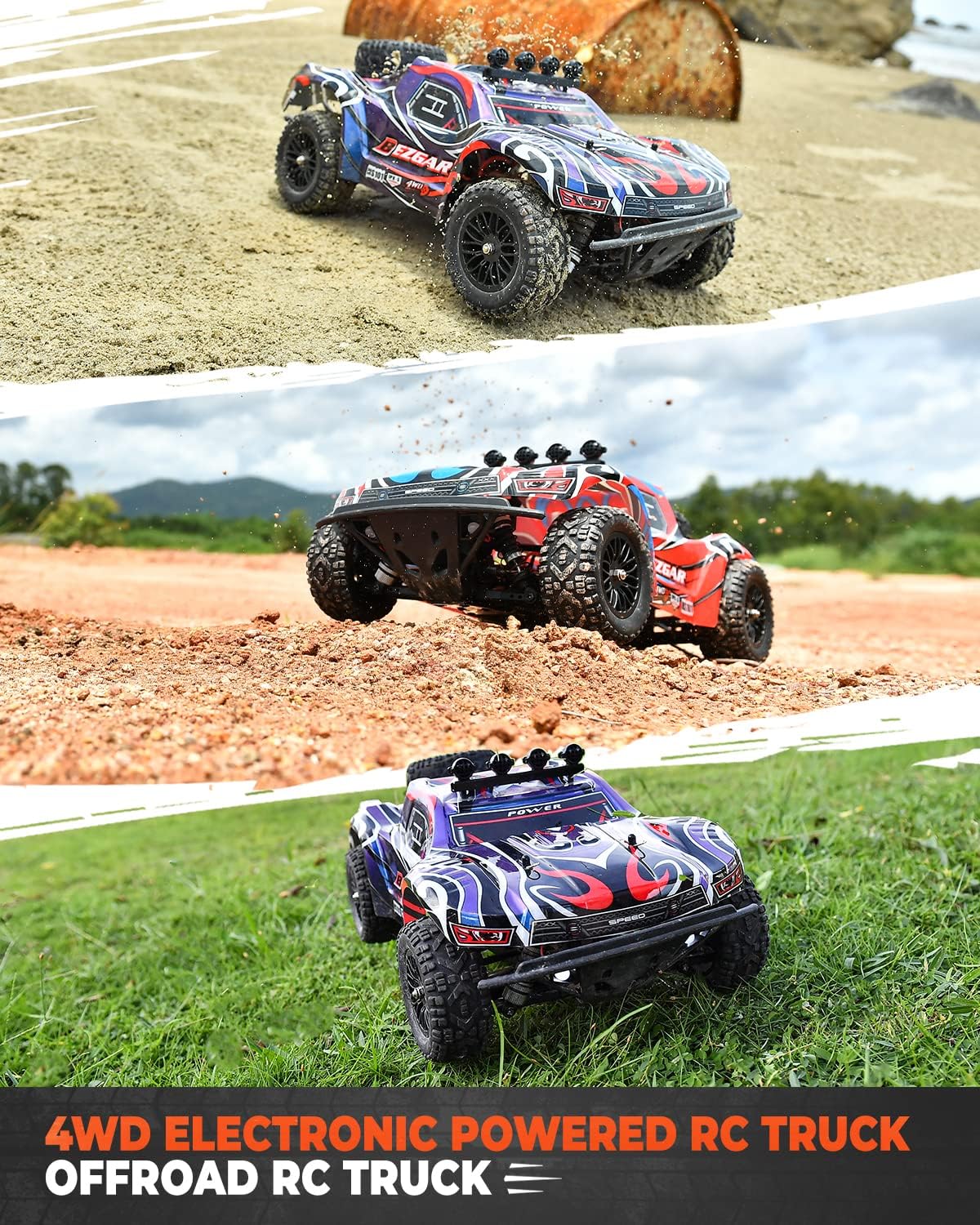 1:10 Scale 4WD Remote Control Monster Truck with 2 Rechargeable Batteries X463983
