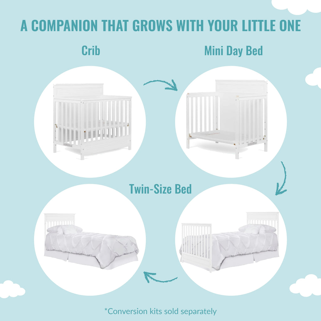 White 4-in-1 Convertible Mini Crib K43760