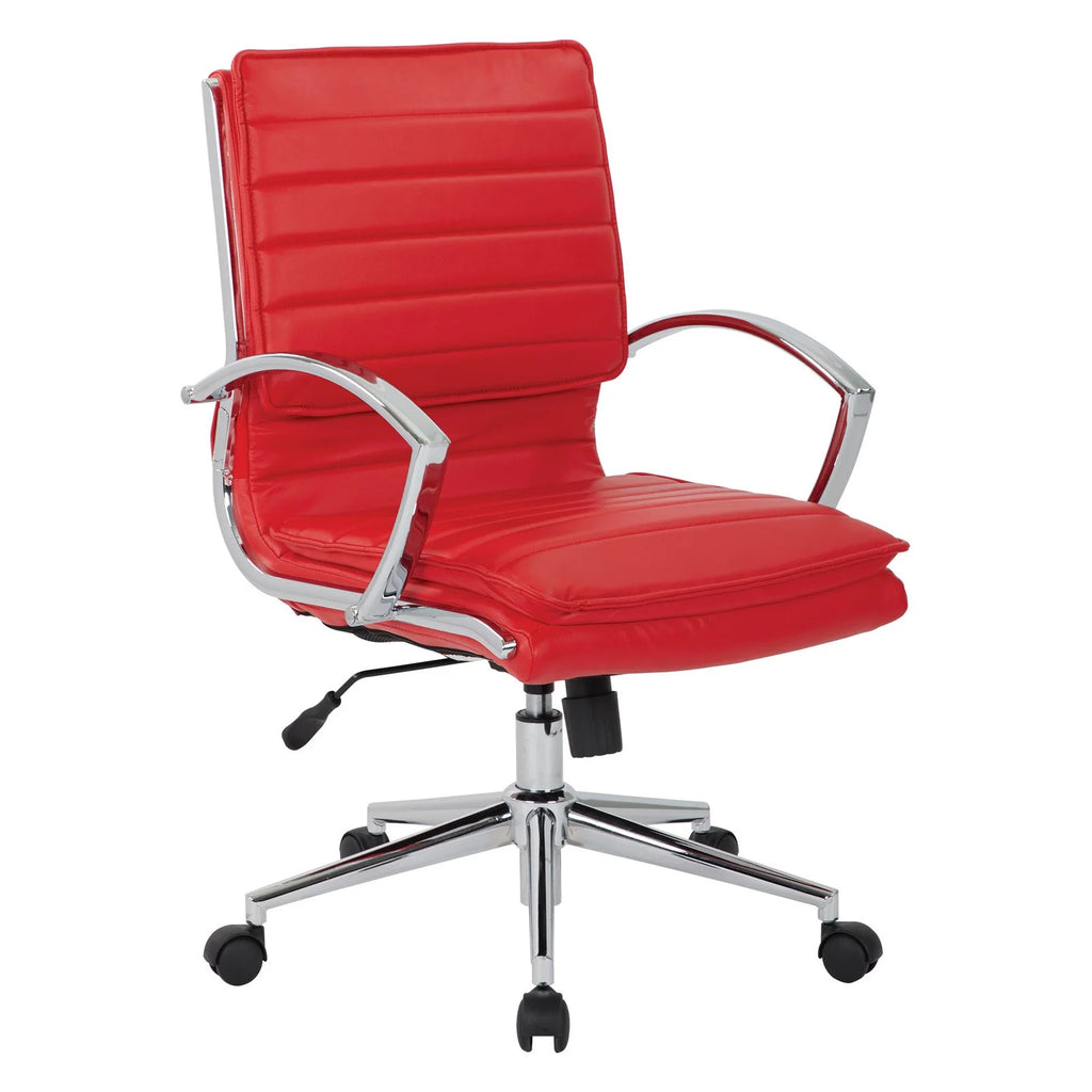 White Faux Leather Mid Back Manager's Chair with Chrome Base U9619