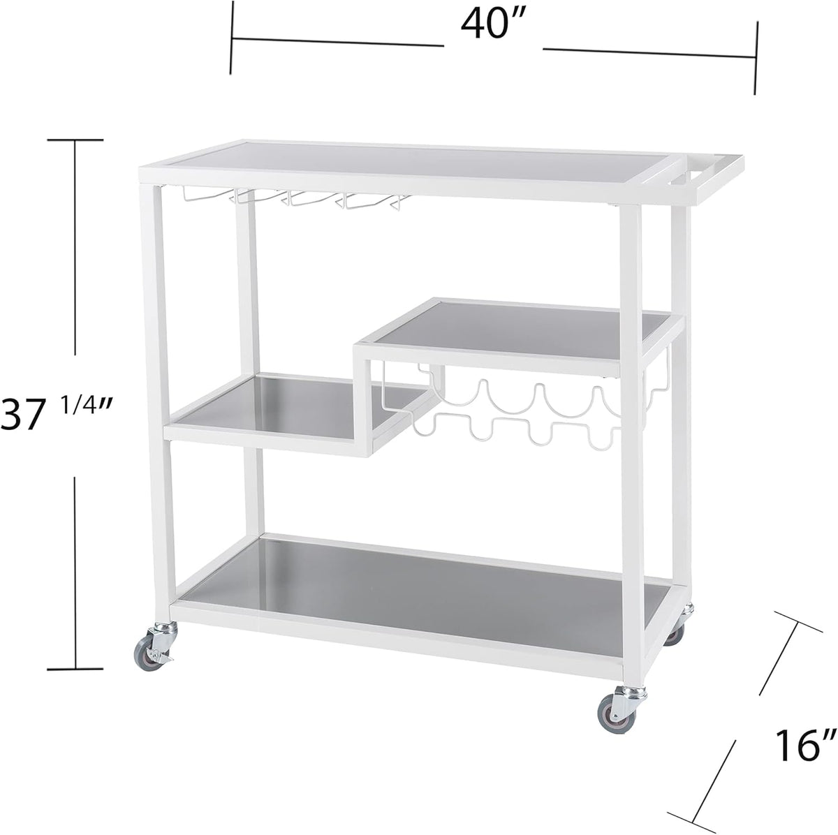 White Bar Cart with Wheels C52594