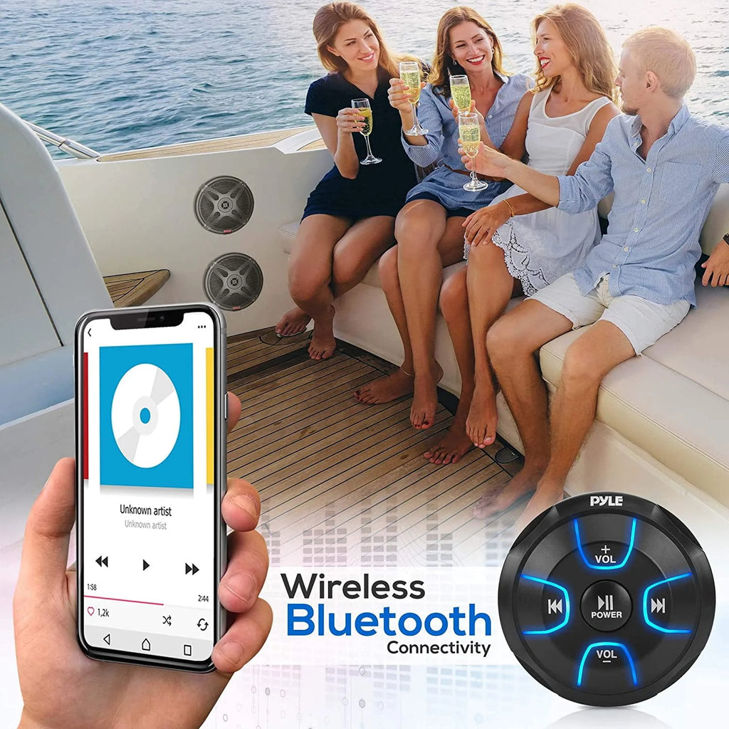 Black 6.5 Marine Speakers with Bluetooth Remote Control 2 Pack T40005