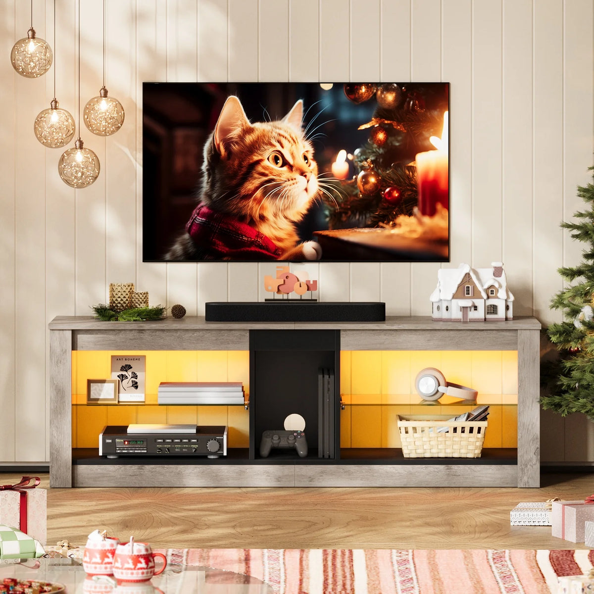 Light Grey TV Stand Media Console Table N1880